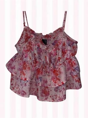 wild fable Pink & Purple Floral Ruffle Cami Top